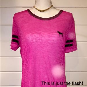 PINK sheer dog tee